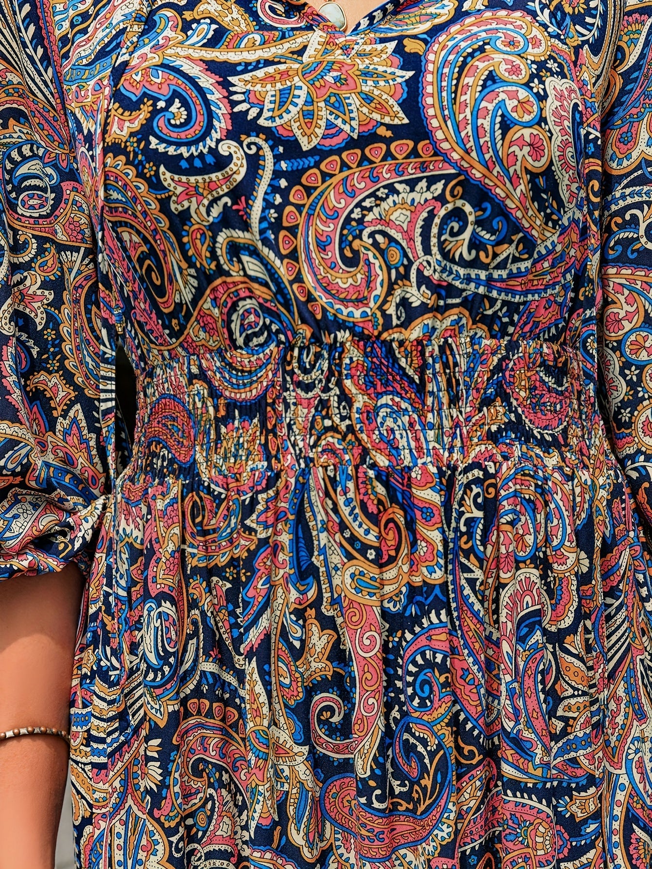 Robe bohème longue été femme à motifs paisley fluide