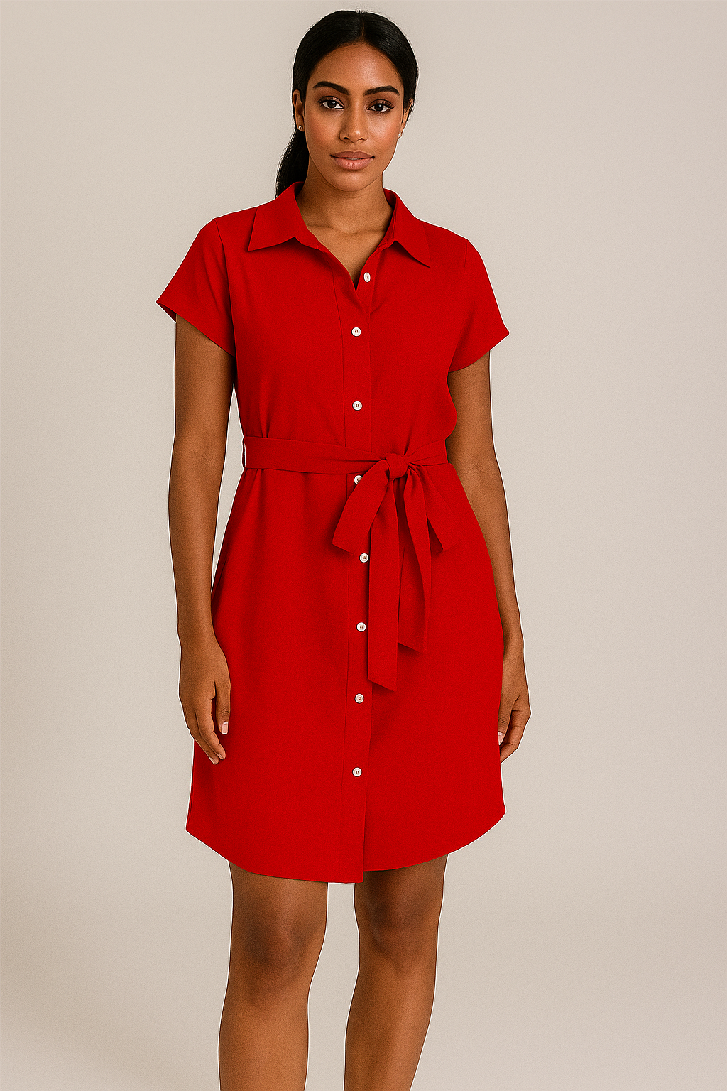 Robe chemise ceinturée femme