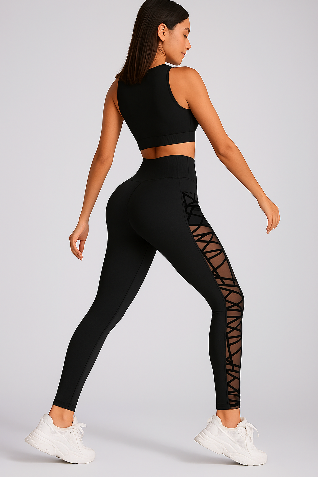 Legging anti cellulite gainant avec détails transparents et poche