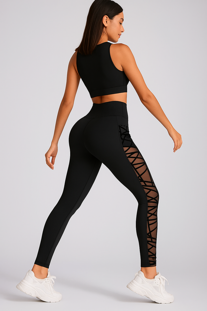 Legging anti cellulite gainant avec détails transparents et poche
