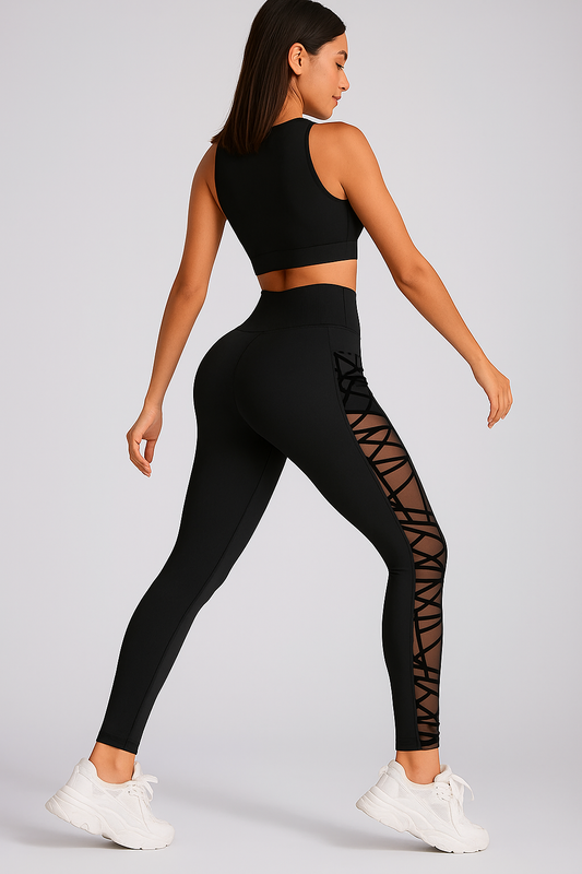 Legging anti cellulite gainant avec détails transparents et poche