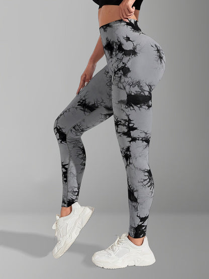 Legging push up femme effet tie and dye taille haute