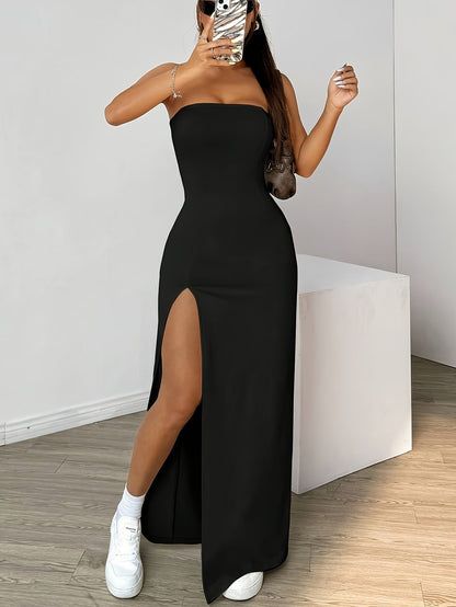 Robe bustier fendue longue femme