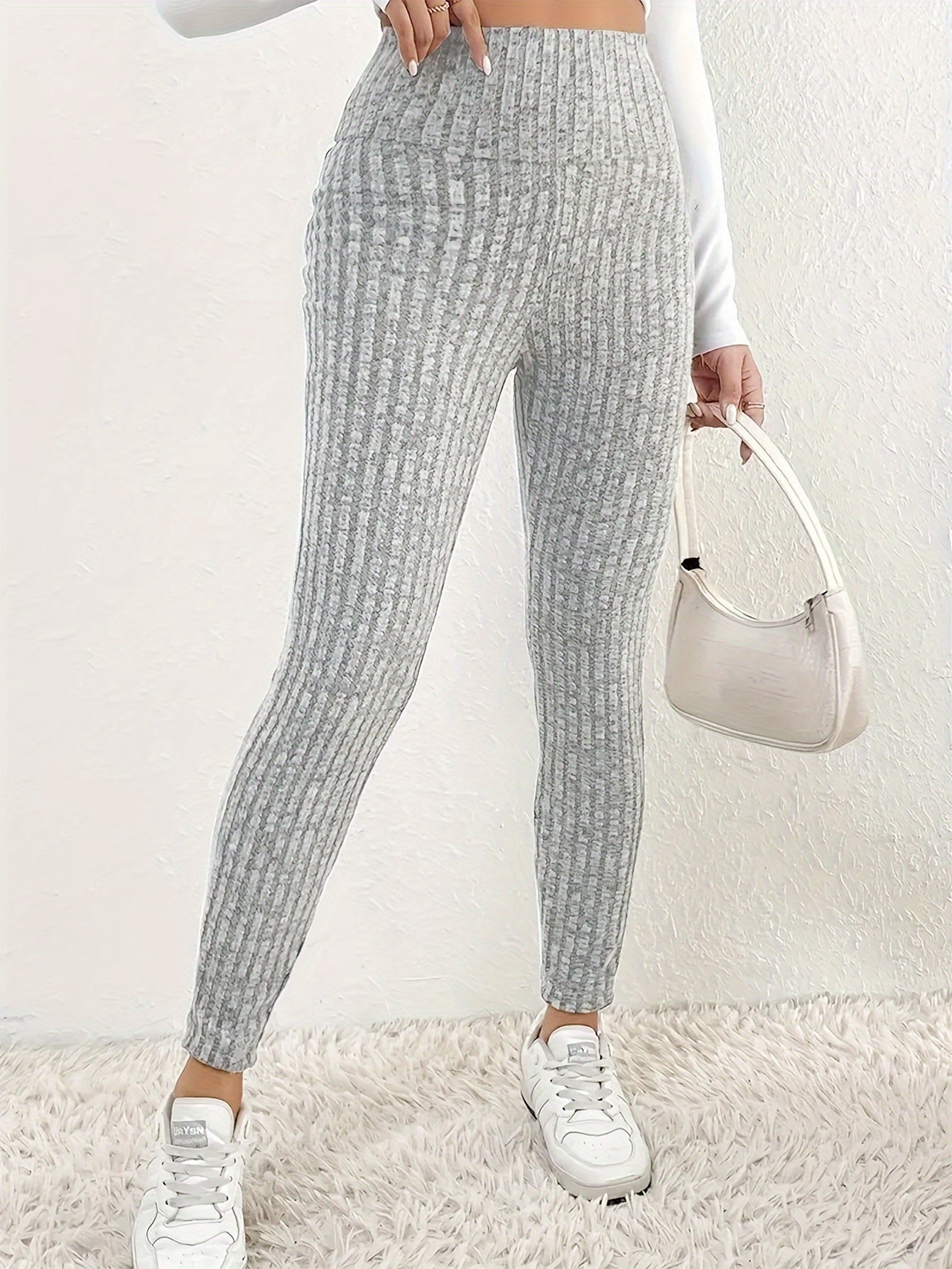 Legging polaire côtelé femme taille haute – confort thermique et style cosy