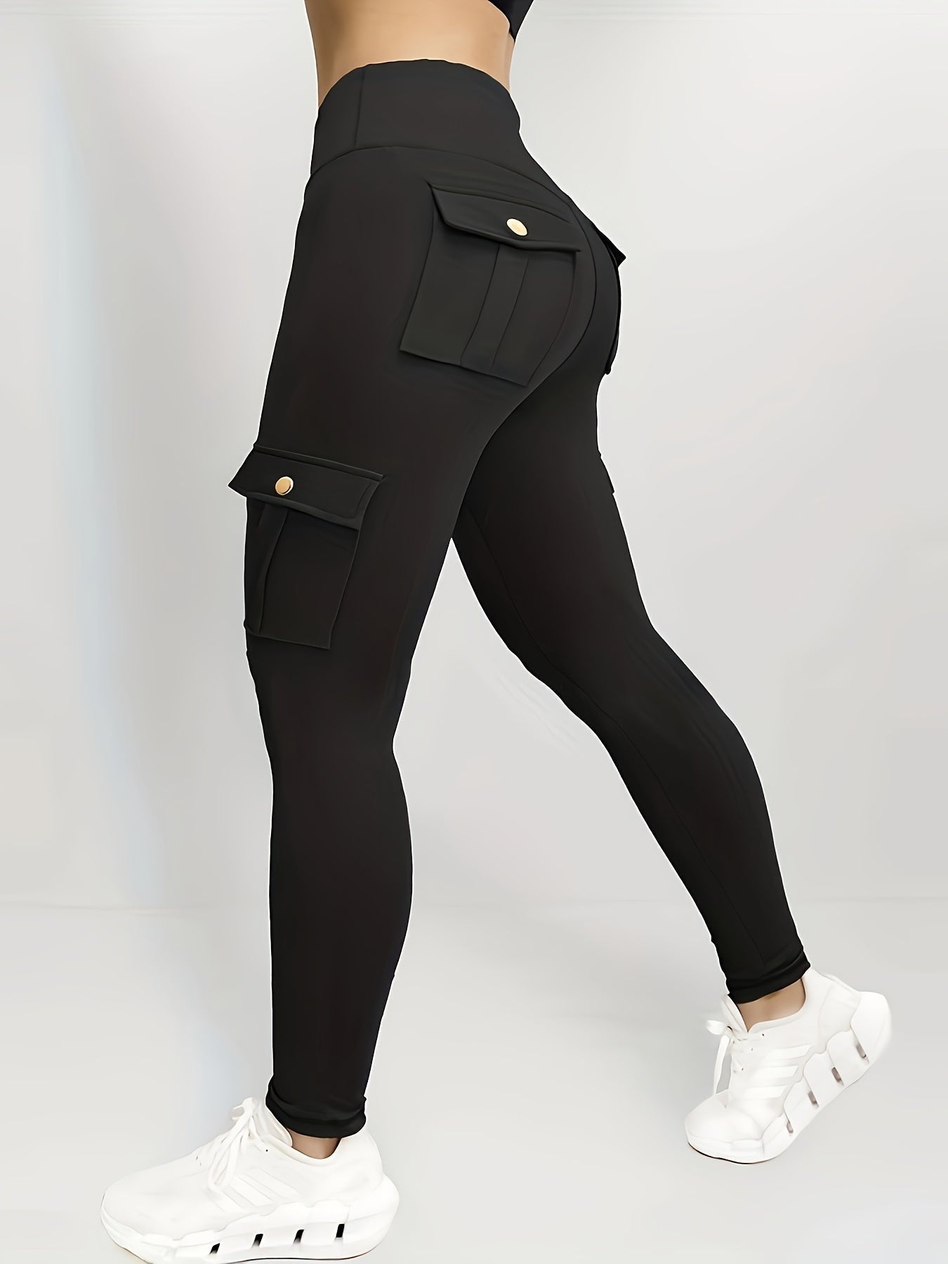 Leggings push up cargo femme taille haute avec poches