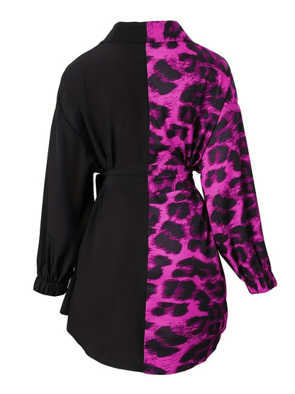 Robe chemise portefeuille imprimé léopard femme