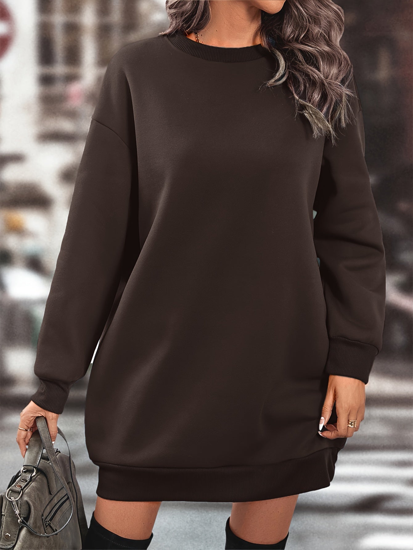 Robe pull sweat oversize femme manches longues