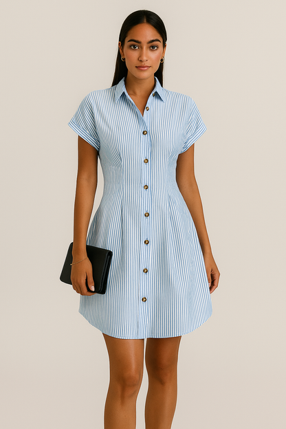 Robe chemise rayée ceinturée femme