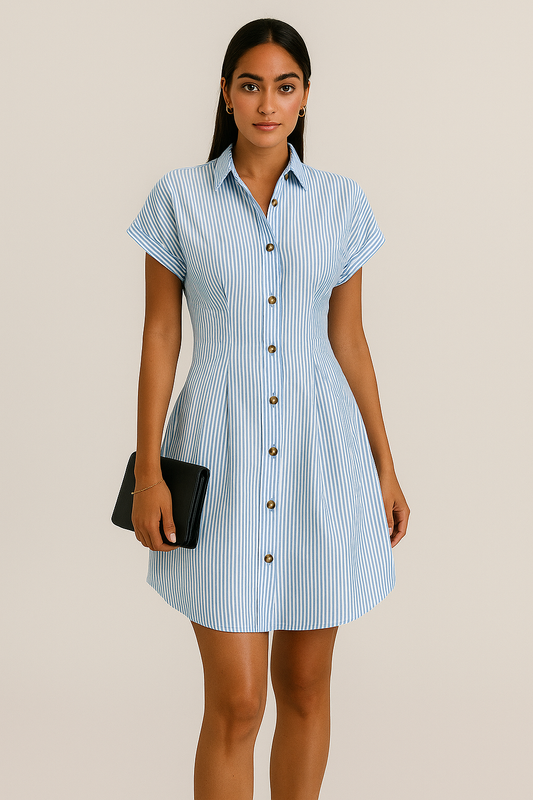 Robe chemise rayée ceinturée femme