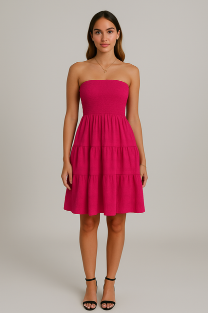 Robe bustier été femme smockée fluide