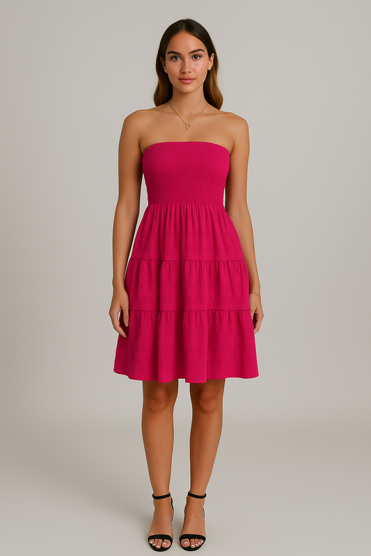 Robe bustier été femme smockée fluide