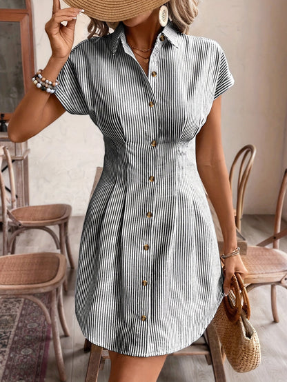 Robe chemise rayée ceinturée femme