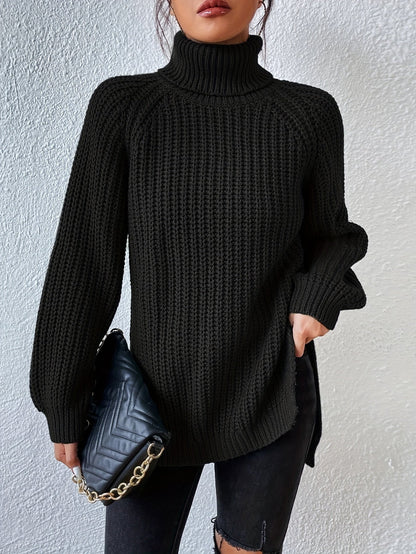 Pull chaud femme col roulé maille épaisse hiver