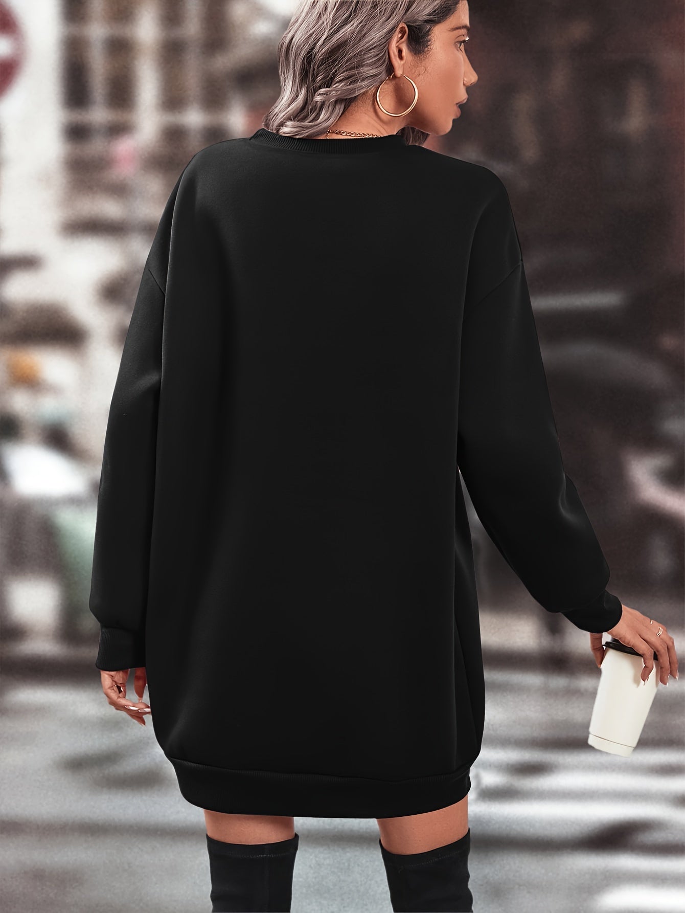 Robe pull sweat oversize femme manches longues