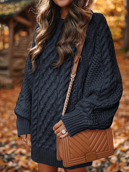 Robe pull grosse maille torsadée oversize femme