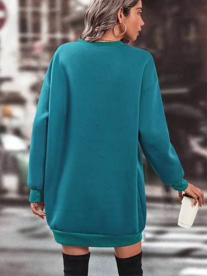 Robe pull sweat oversize femme manches longues