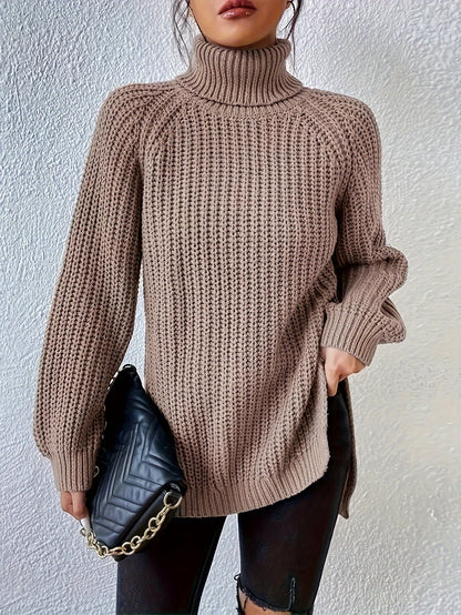 Pull chaud femme col roulé maille épaisse hiver