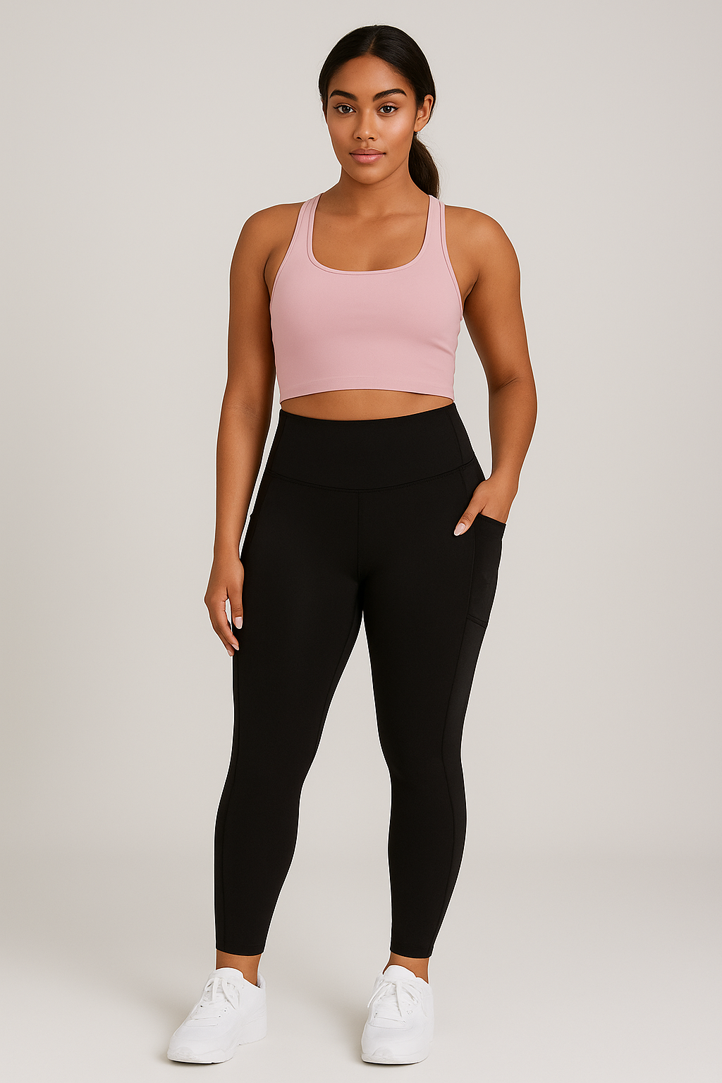 Legging sport femme taille haute avec poches latérales