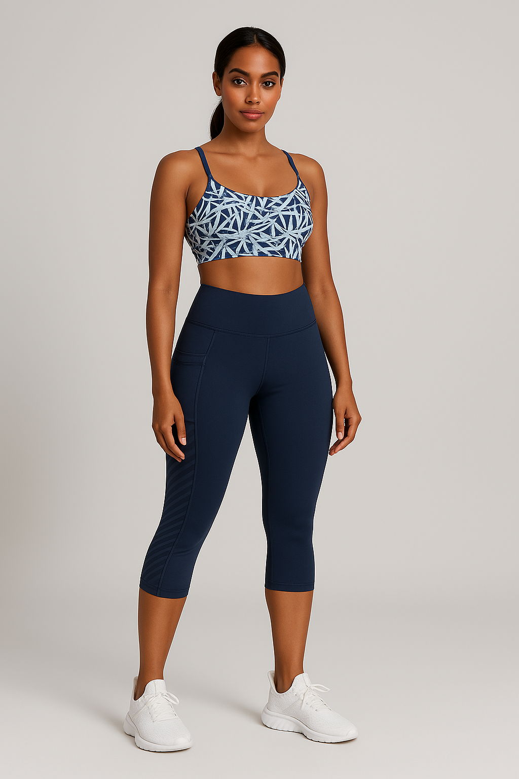Legging de sport court taille haute avec poche latérale