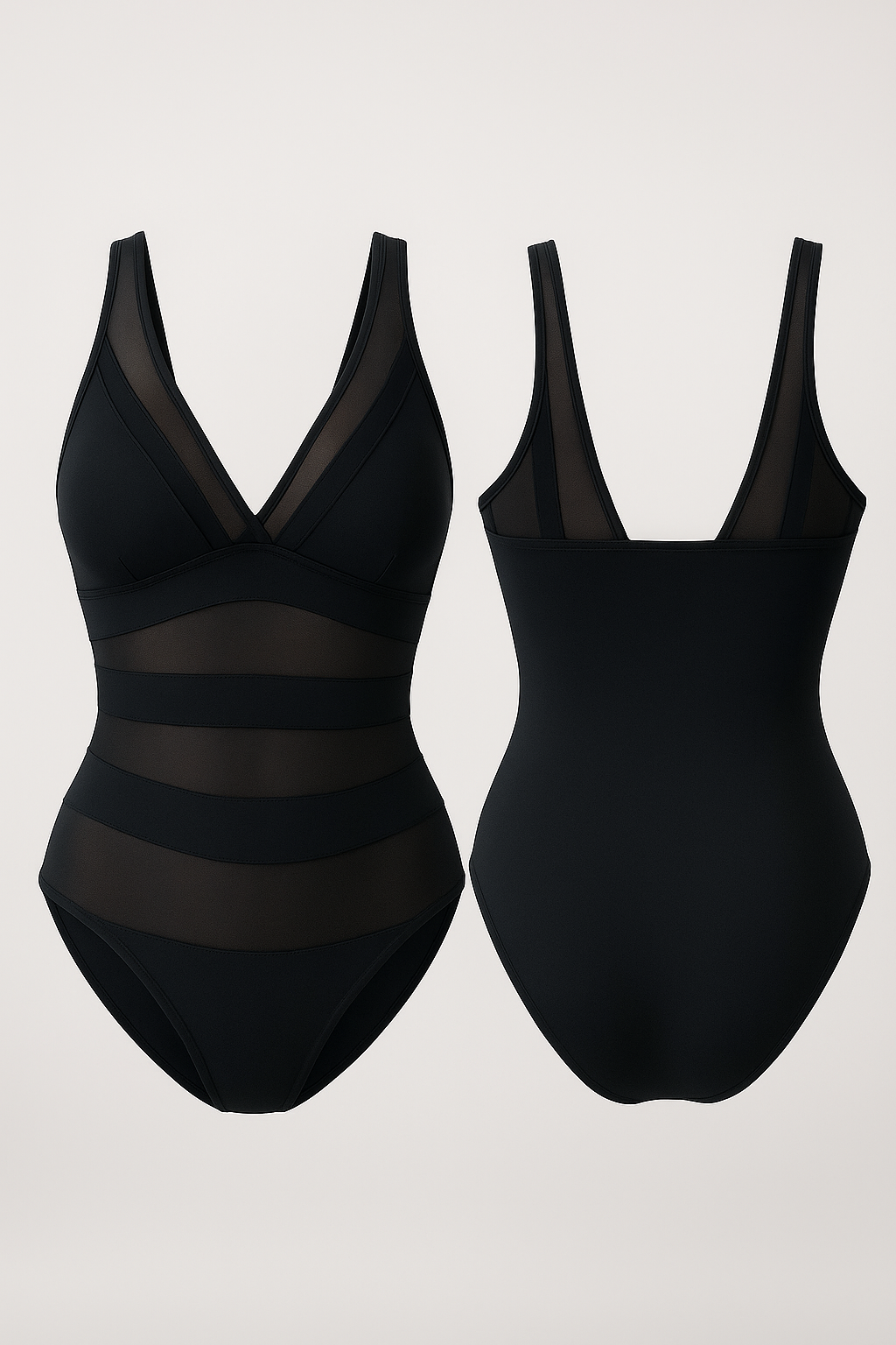Maillot de bain 1 pièce sculptant femme – décolleté croisé & détails en tulle