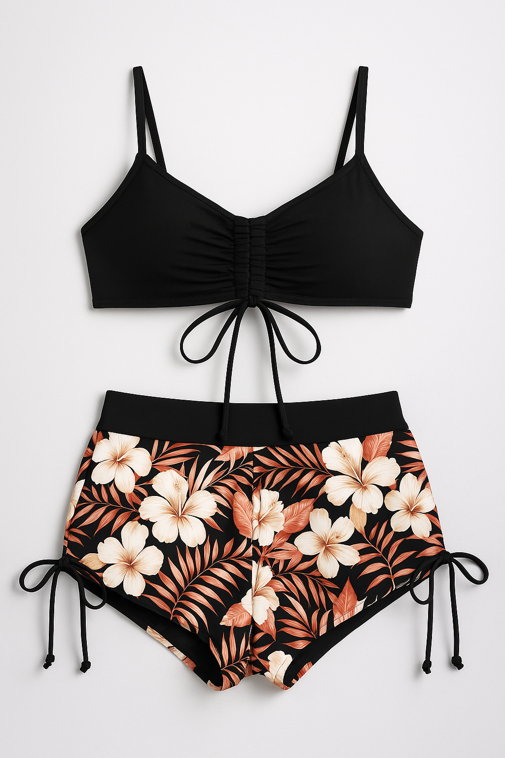 Maillot de bain 2 pièces shorty tropical femme