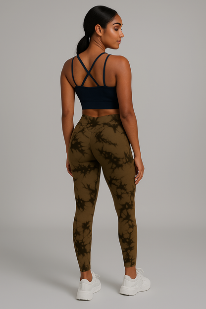 Leggings Push up imprimé marbré taille haute femme