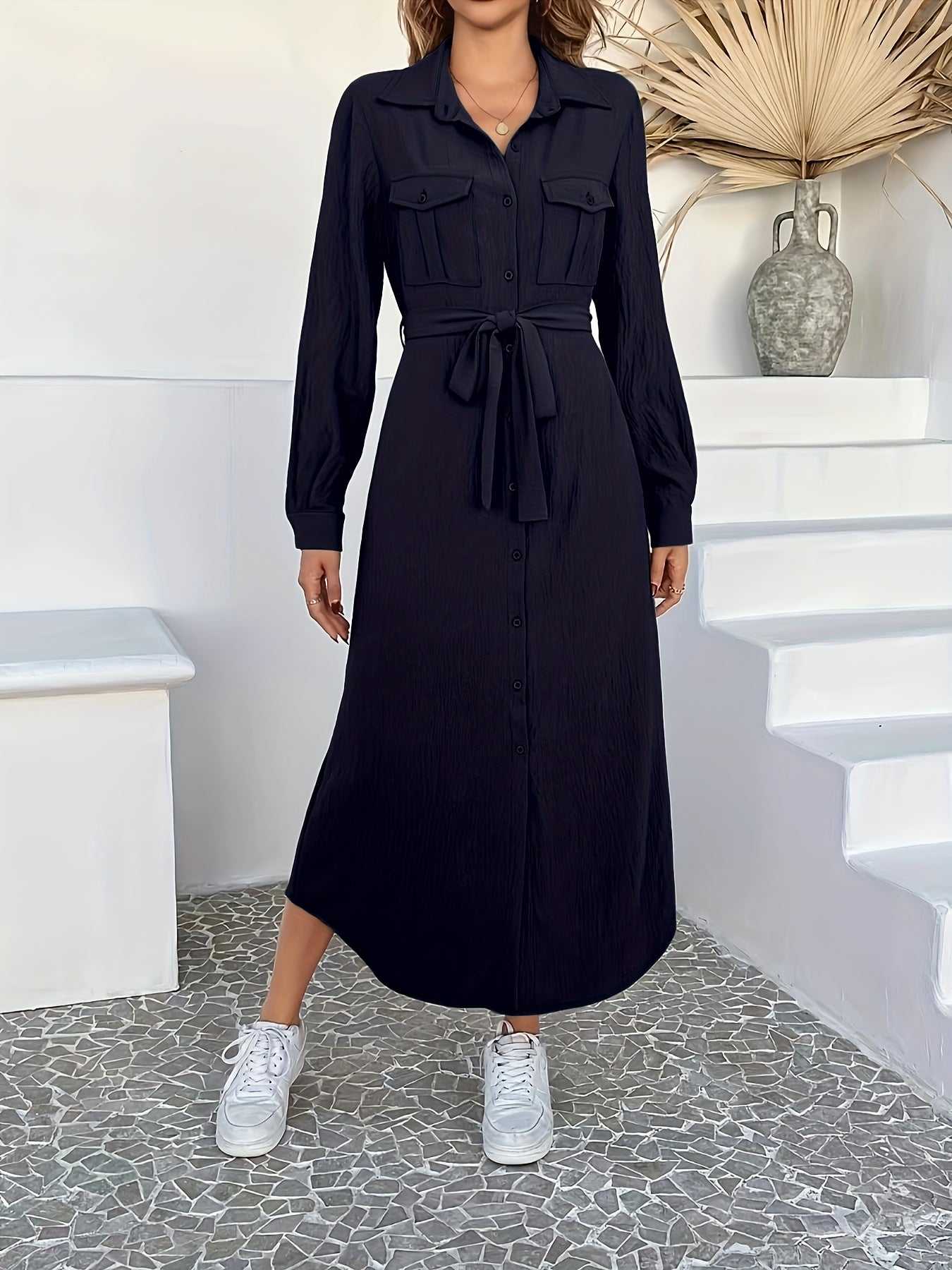 Robe chemise mi-longue femme coton léger