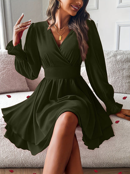 Robe portefeuille femme élégante manches longues fluide
