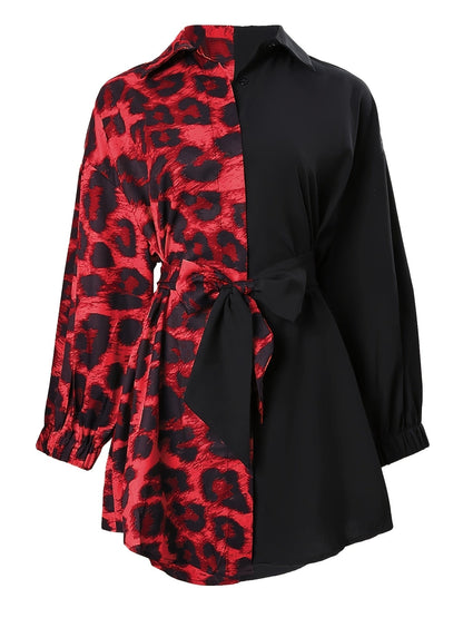 Robe chemise portefeuille imprimé léopard femme