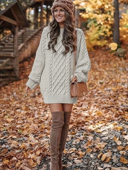 Robe pull grosse maille torsadée oversize femme