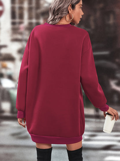 Robe pull sweat oversize femme manches longues