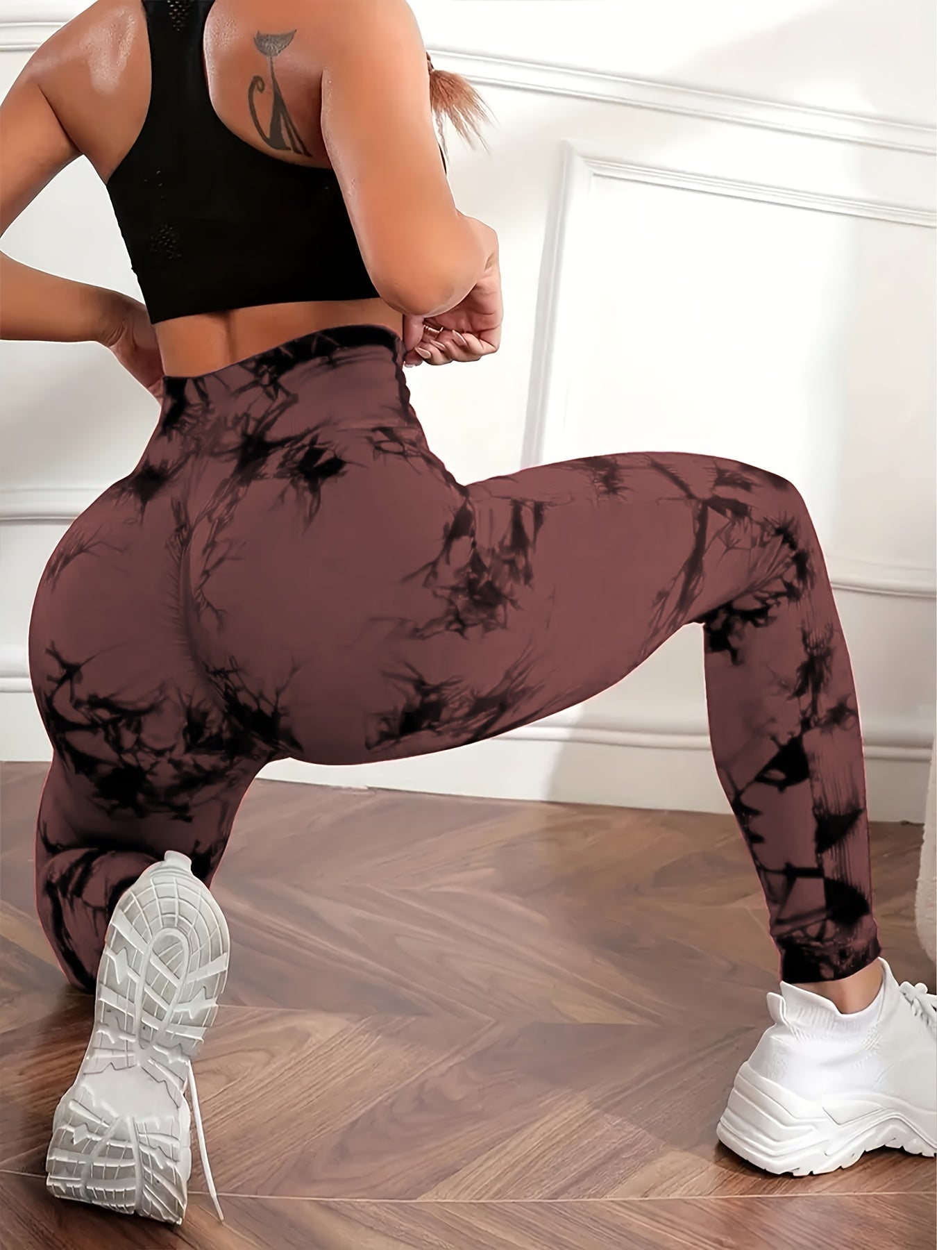 Leggings Push up imprimé marbré taille haute femme