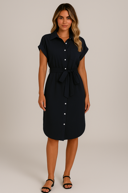 Robe chemise ceinturée femme