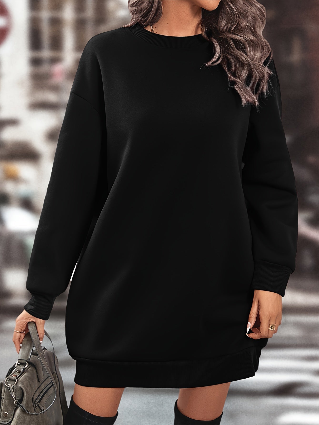 Robe pull sweat oversize femme manches longues
