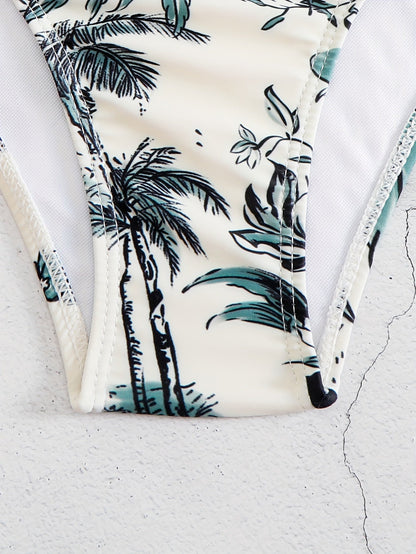 Maillot de bain 1 pièce femme fleuri à col noué dos nu