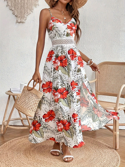 Robe longue imprimé tropical multicolore