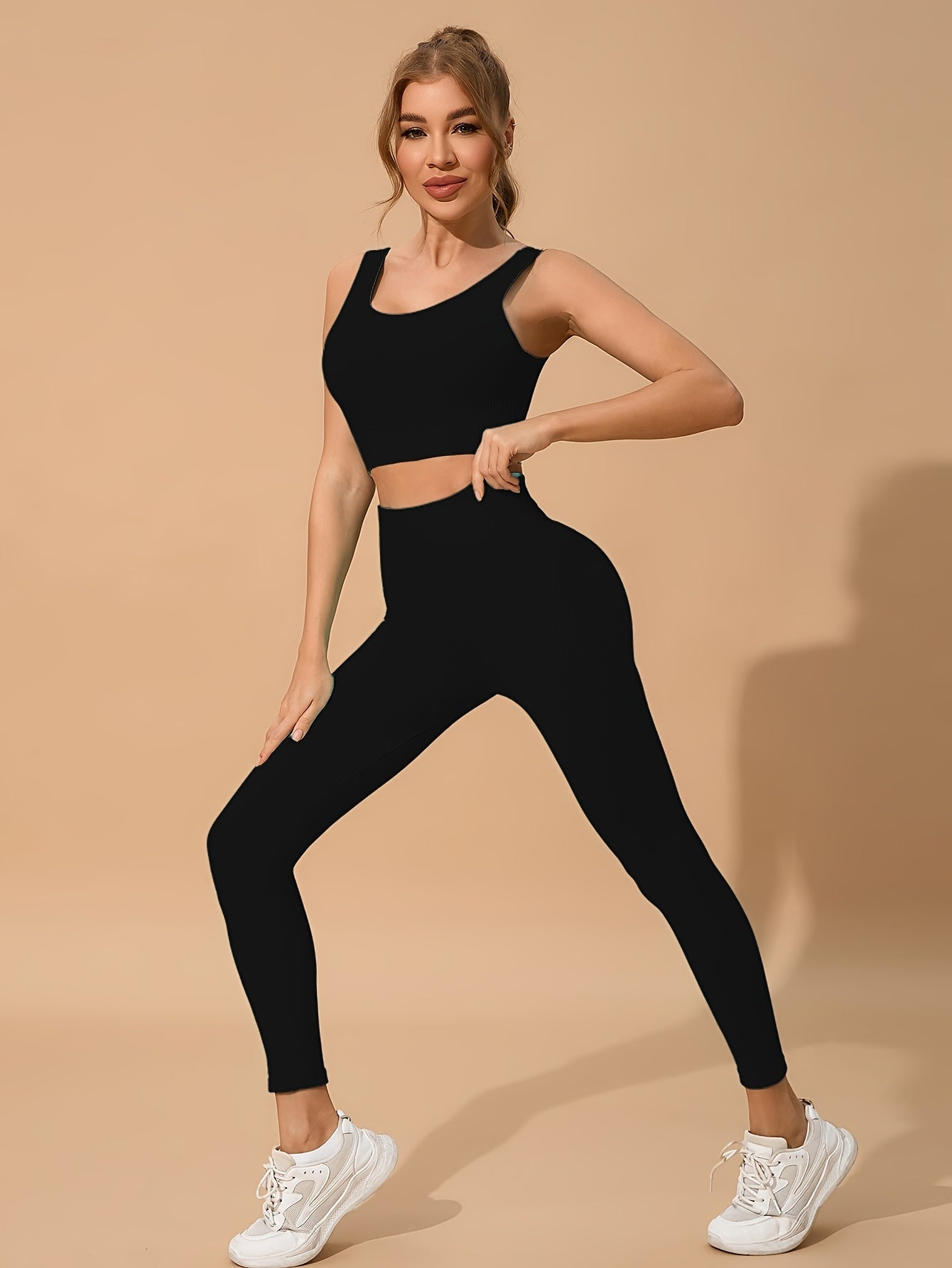 Ensemble legging push up femme avec brassière sans manches