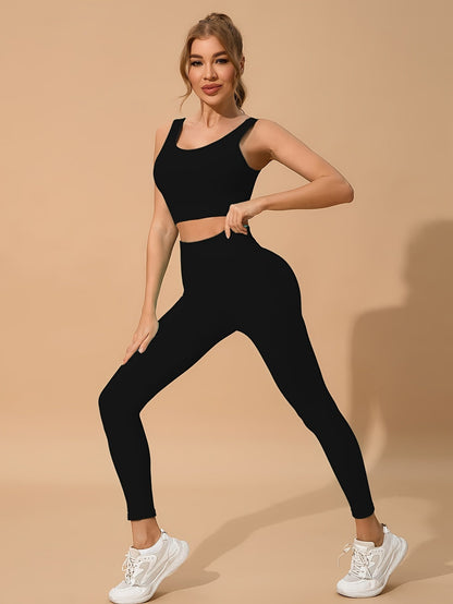 Ensemble legging push up femme avec brassière sans manches