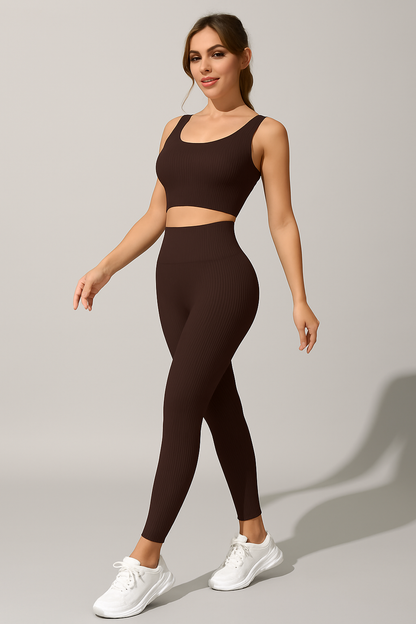 Ensemble legging push up femme avec brassière sans manches