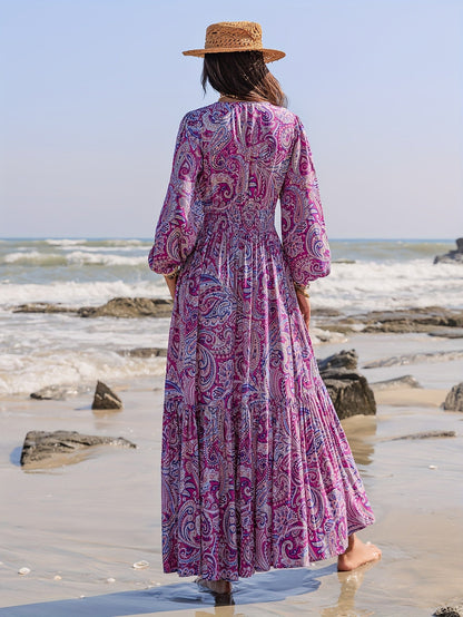 Robe bohème longue été femme à motifs paisley fluide