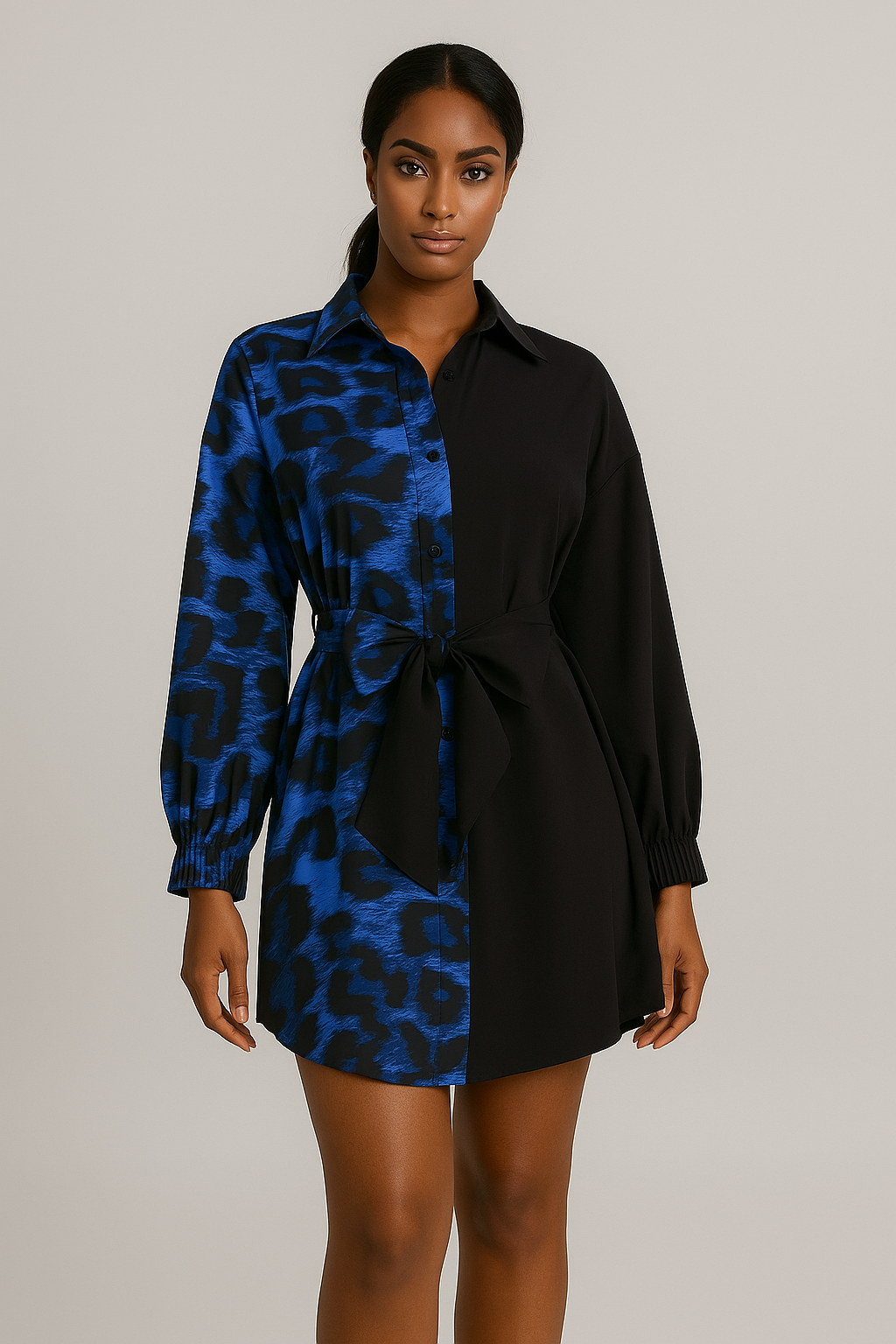 Robe chemise portefeuille imprimé léopard femme