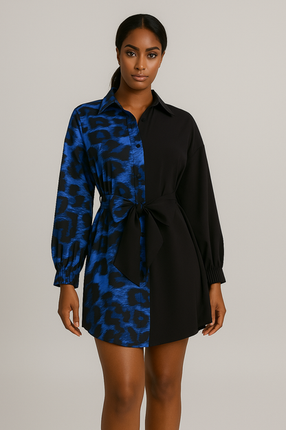 Robe chemise portefeuille imprimé léopard femme