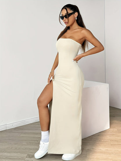 Robe bustier fendue longue femme