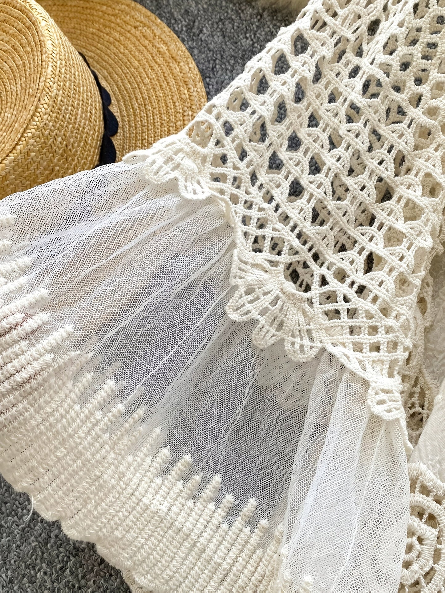 Robe bohème dentelle femme en crochet ajouré