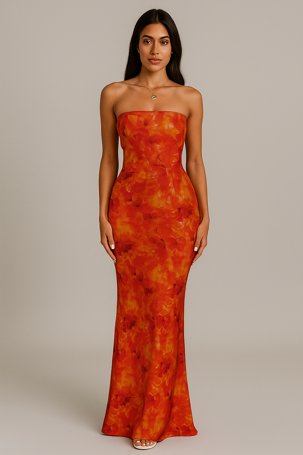 Robe bustier longue fleurie femme