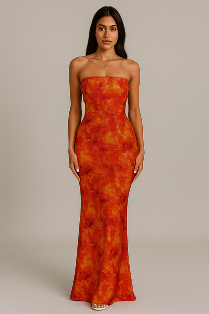 Robe bustier longue fleurie femme