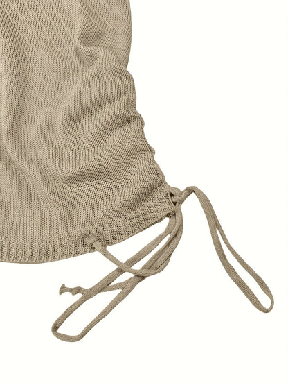Robe pull côtelée femme à fronces