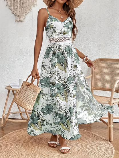 Robe longue imprimé tropical multicolore