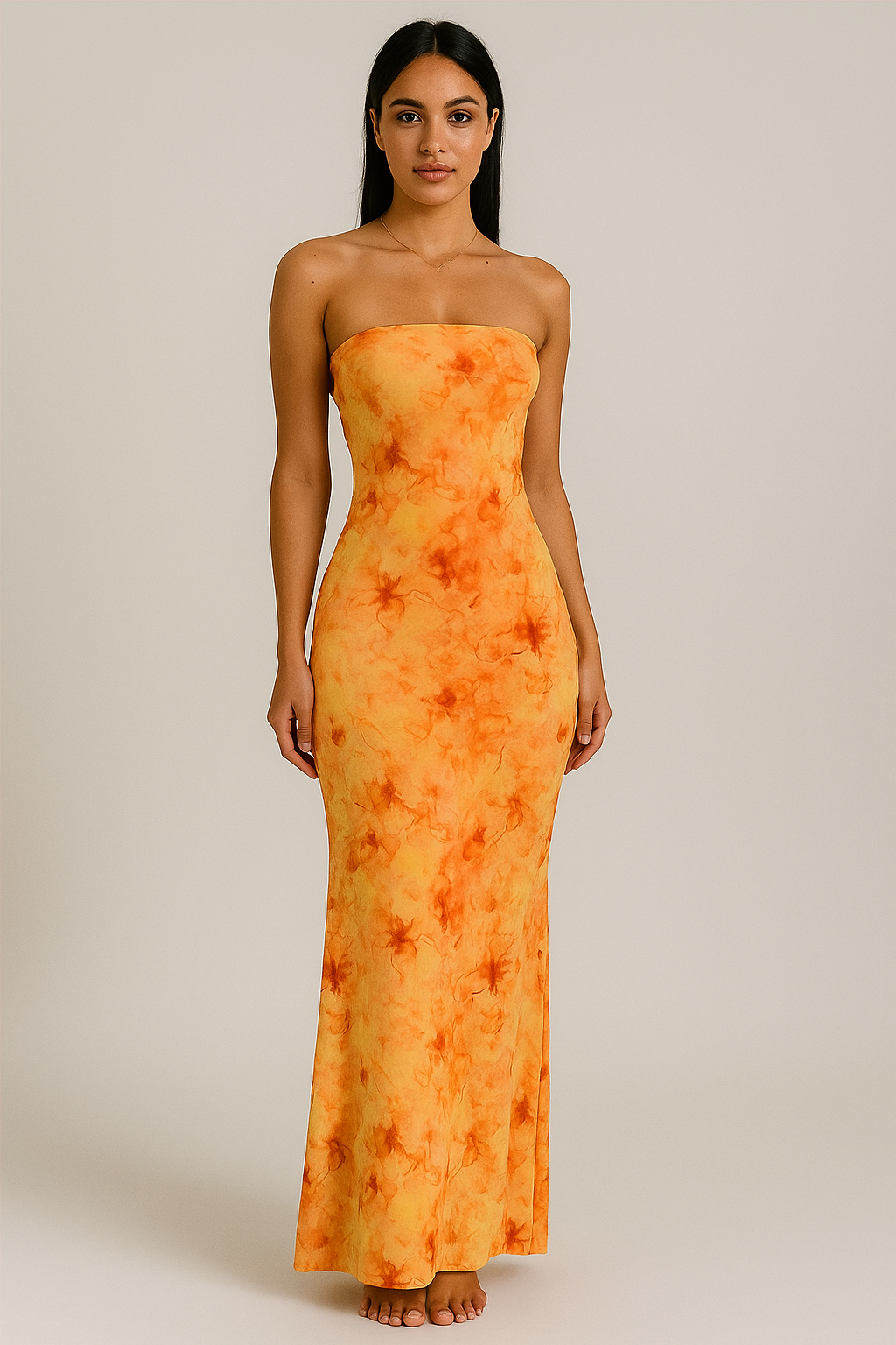 Robe bustier longue fleurie femme