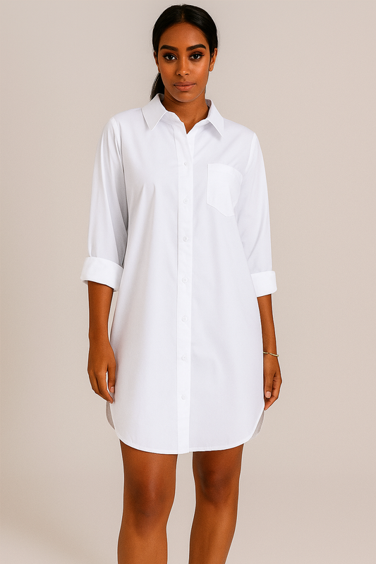 Robe chemise oversize blanche femme